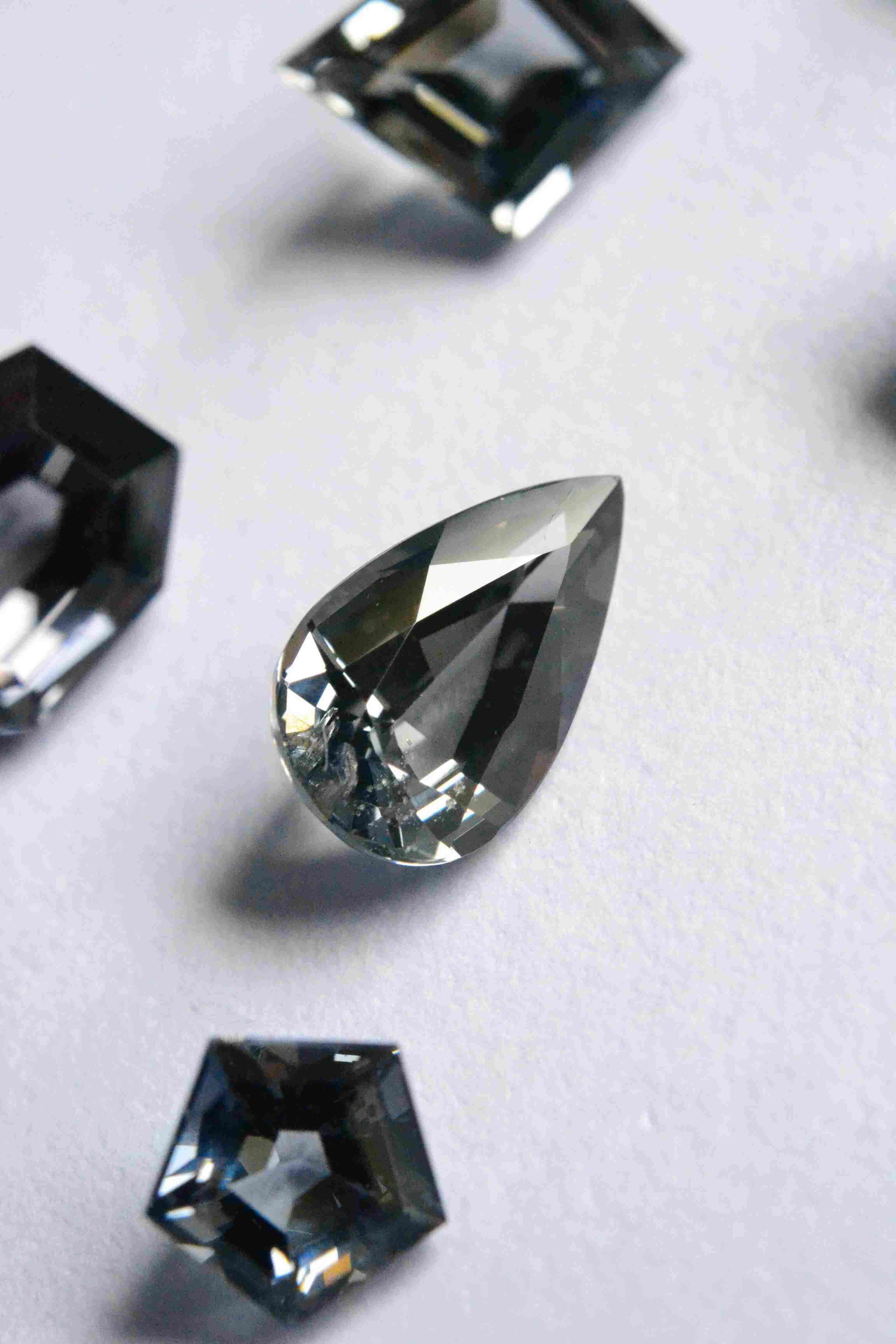 A stunning pear shaped grey spinel.