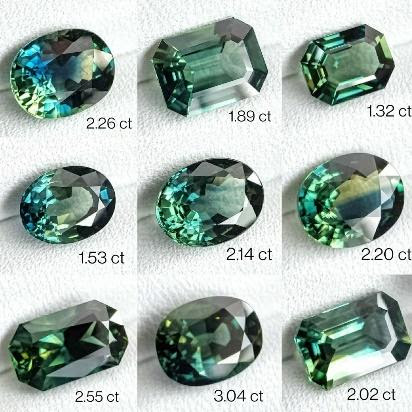 Australian Teal and Mermaid sapphires