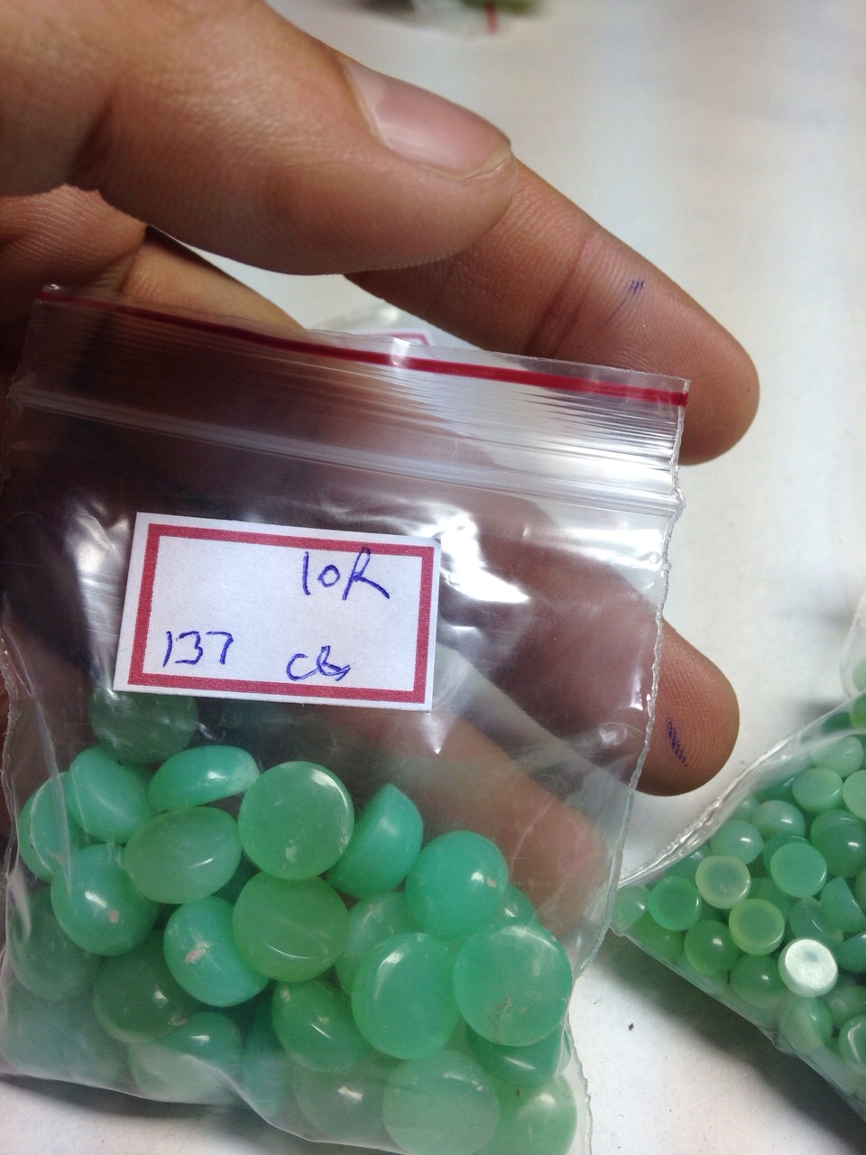 Chrysoprase cabochons rounds (3)