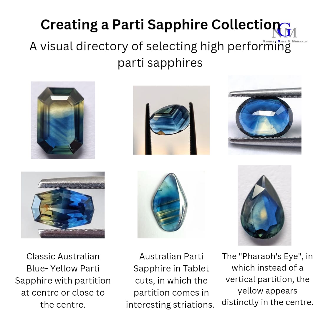 Parti Sapphires, Australian Parti Sapphire, Australian Blue - Yellow Parti Sapphire, Wholesale Sapphire