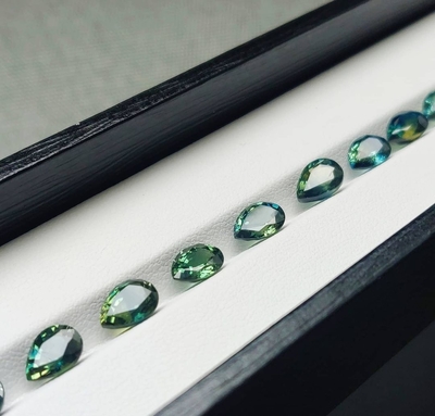 Fine Calibered Teal and Parti Sapphires