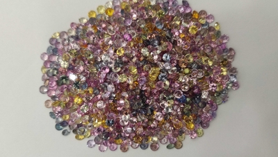 Multi sapphire round diamond cut unheated