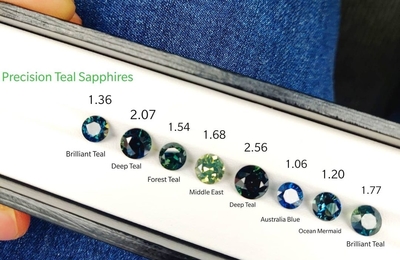 Precision cut teal sapphires