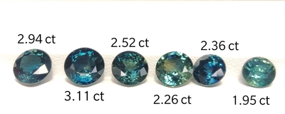 Round Cut Teal Blue Green Sapphire