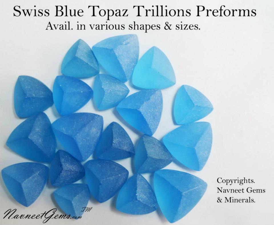 Swiss blue topaz trillion shapes