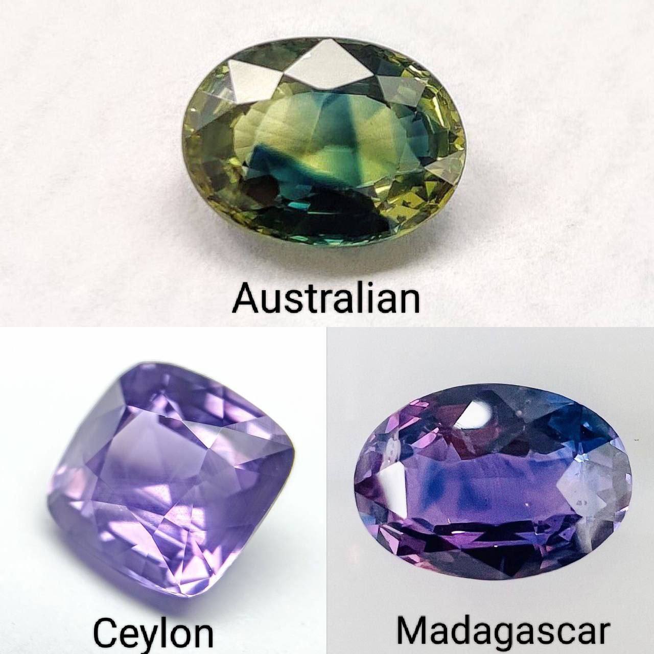 Different Shades and Shapes Sapphires, Australian Teal Sapphires, Ceylon Sapphires, Madagascar Sapphires
